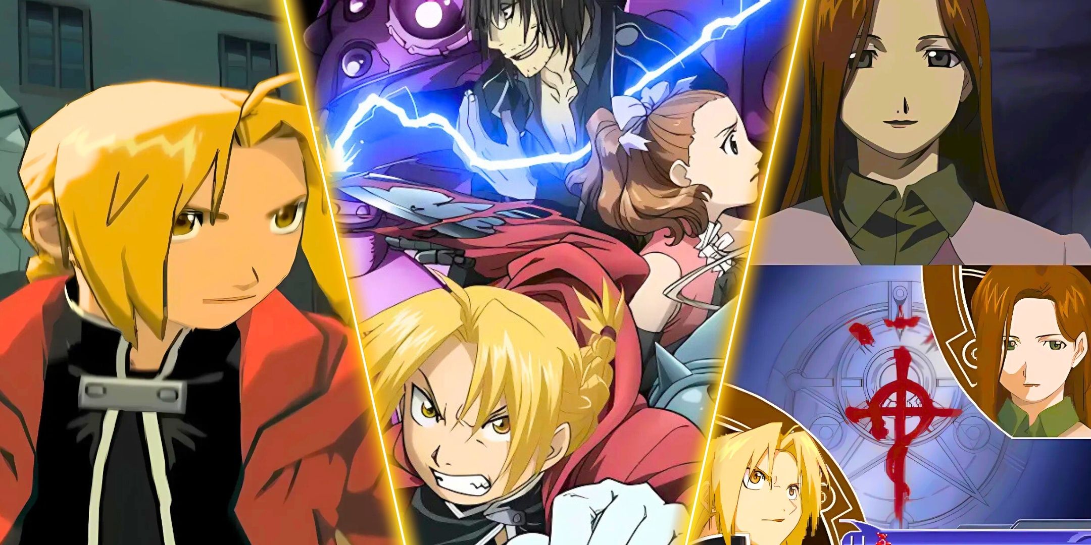 Una imagen dividida de juegos alquimistas de metal fullmetal: la niña que sucede a Dios, hija de Crepúsculo y doble simpatía