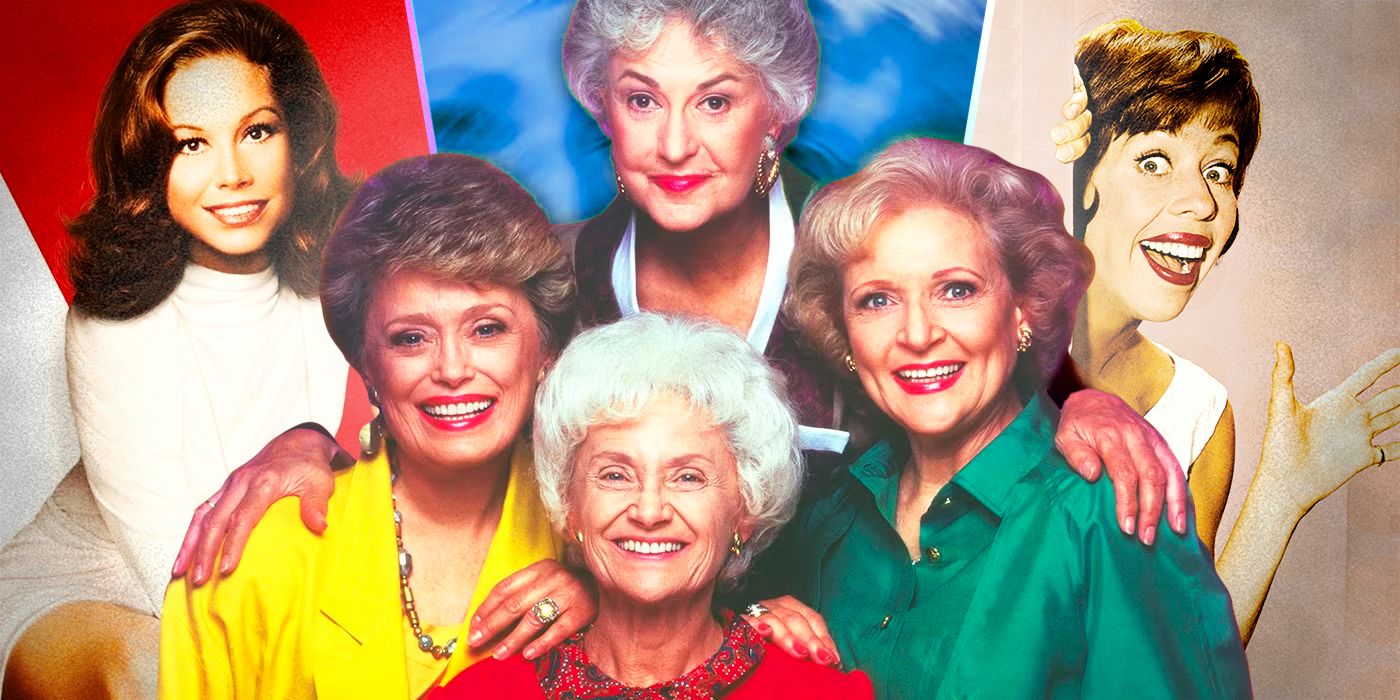 The golden girls in the middle with Carol Burnett, Mary Tyler Moore shows on the sides