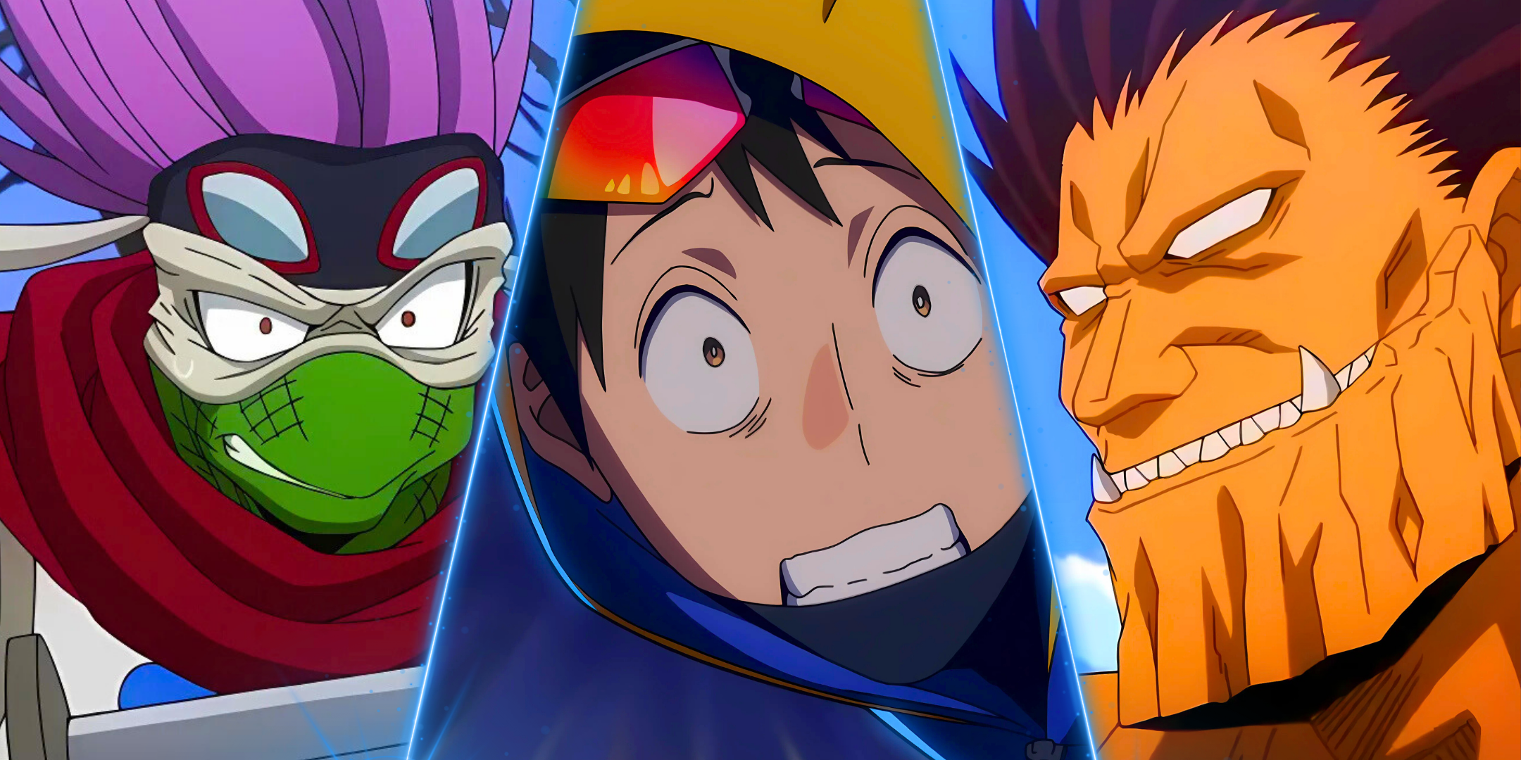 Koichi Haimawari, Gigantomachi and Spinner from My Hero Academia and Vigilantes 