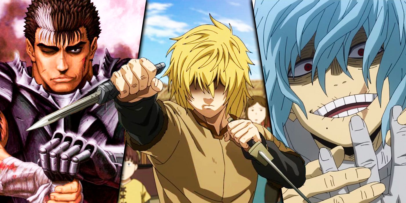 Thorfinn from Vinland Saga, Tomura from My Hero Academia, and Guts from Berserk
