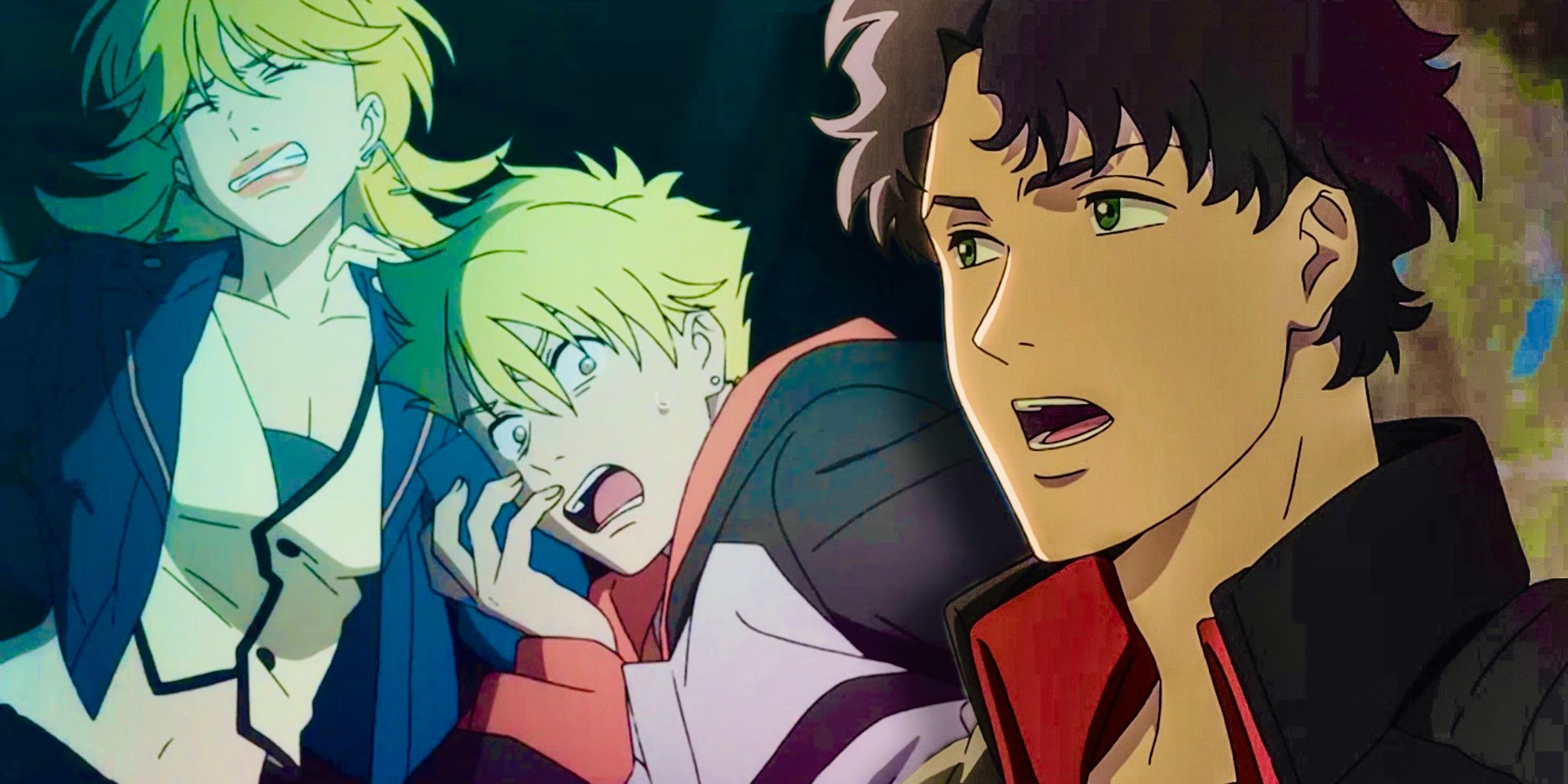 Axel looks shocked by the surprised looks of Leland and Chris in the Lazarus of Toonami