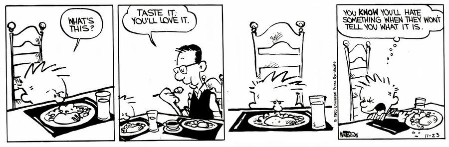 Calvin y Hobbes - Cena - ¡Solo Prueba la Cena!
