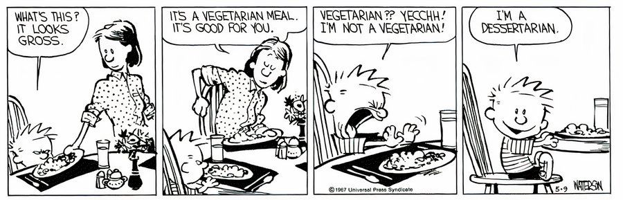 Calvin y Hobbes - Cena - Cena vegetariana para un Postre-eatario
