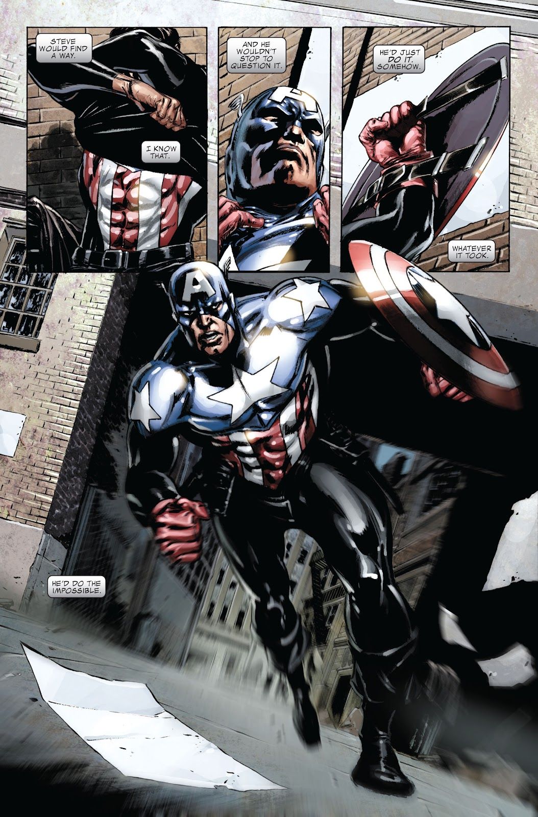 Captain America runs into battle