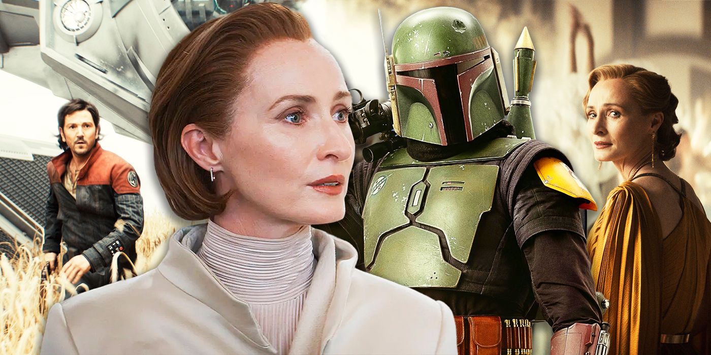 Mi Andor Mothma al lado de Boba Fett con Andor Escenas en el fondo