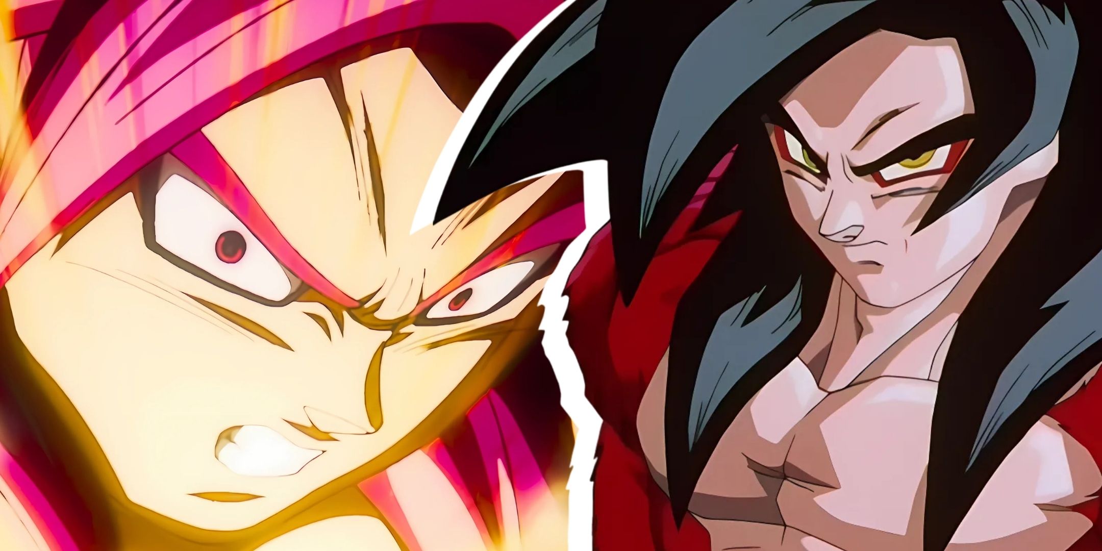 Collage de Daima Super Saiyan 4 Goku y Super Saiyan 4 GT Goku de Dragon Ball