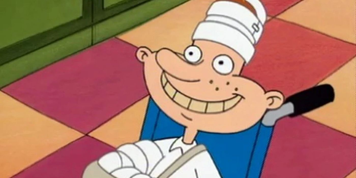 Eugene is severely injured and smiling in Hey Arnold!