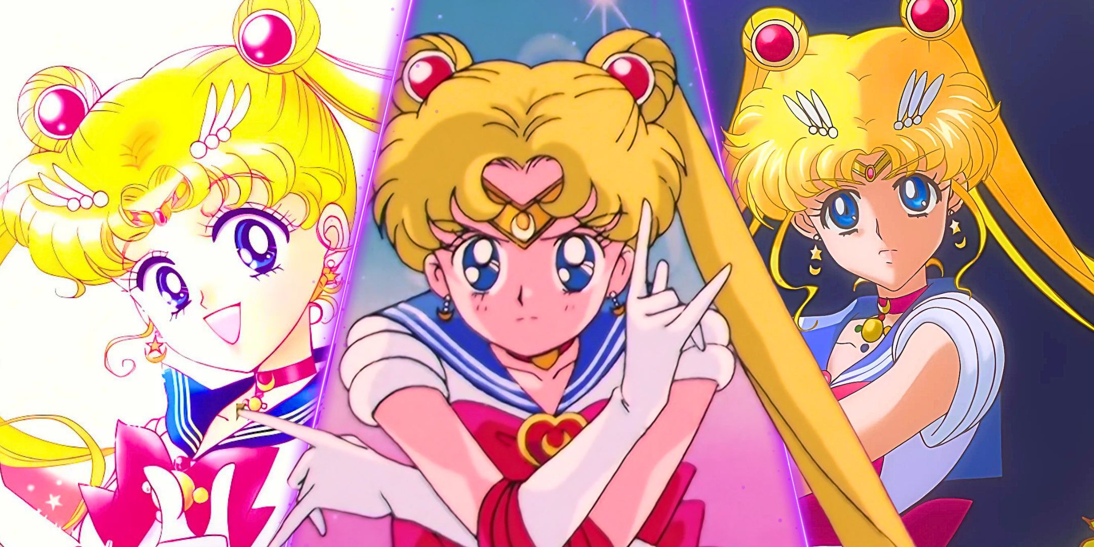 Images of Sailor Moon of the manga, anime of the 90s and crystal.