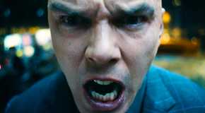 Extreme close up of Lex Luthor screaming from Superman 2025