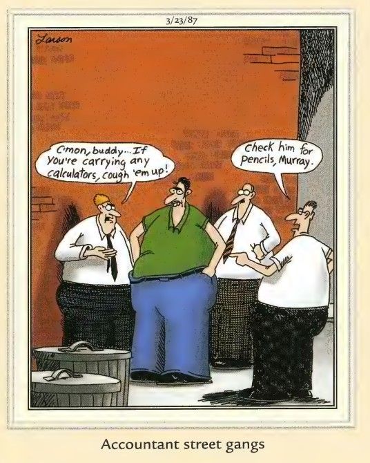 Cómic de The Far Side de 1987 sobre pandillas de contadores