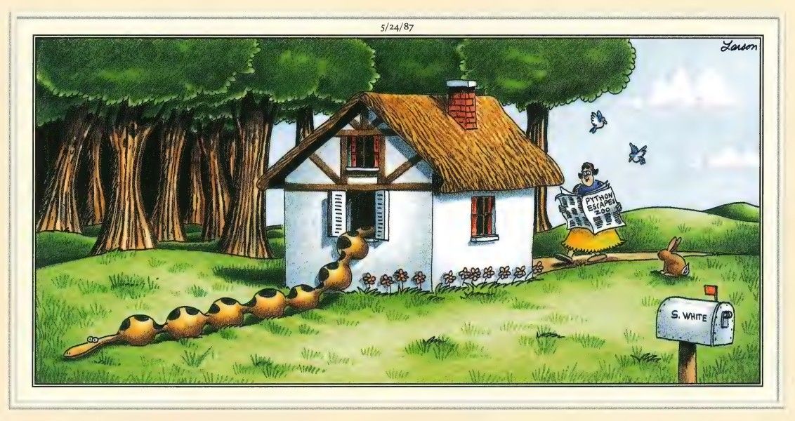 Cómic de Far Side de 1987 con Blancanieves y los Siete Enanitos