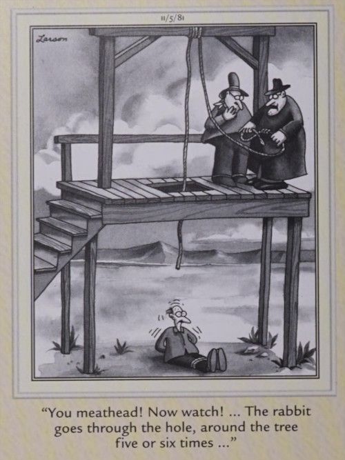 A man learns how to tie a noose