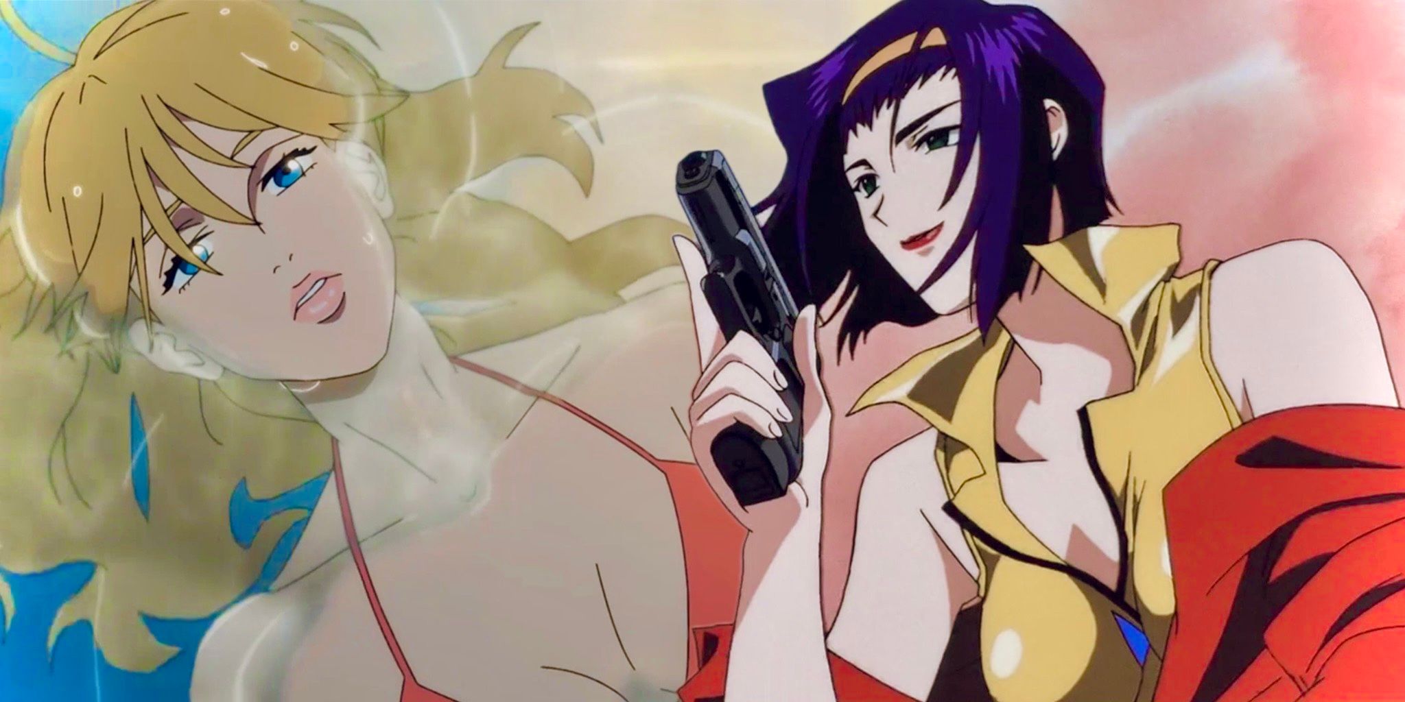 Faye Valentine de Cowboy Bebop observa a Christine de Lazarus