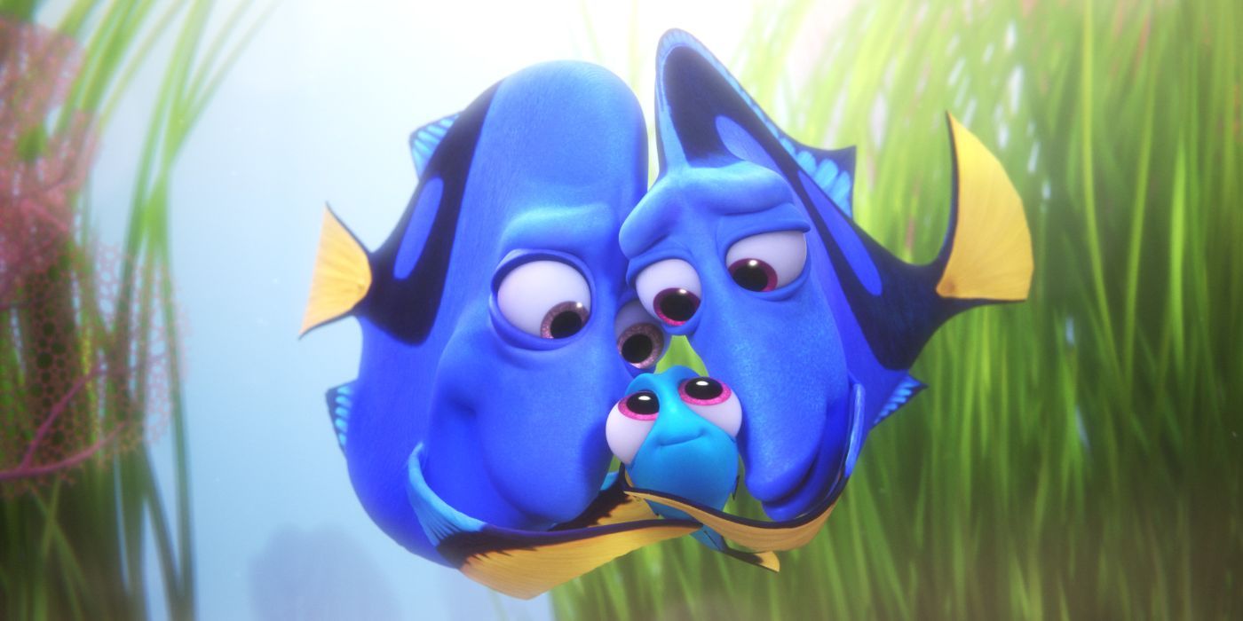 Jenny, Charlie e a pequena Dory do filme Finding Dory (2016)