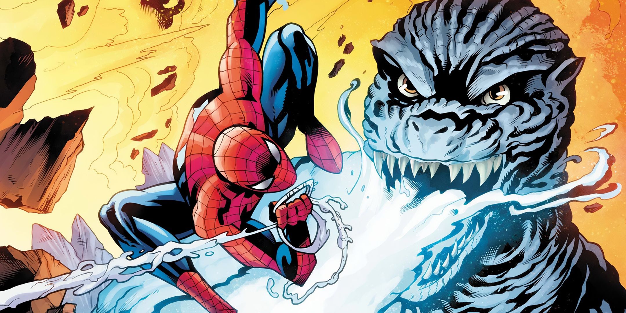 Godzilla blasts Spider-Man
