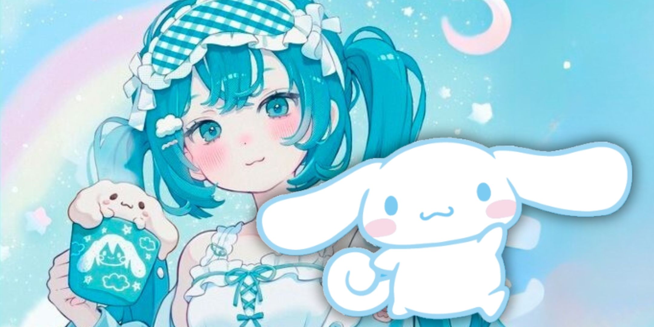 Vocaloid Hatsune Miku and Cinnamoroll from Sanrio with new illustrations of official pajamas