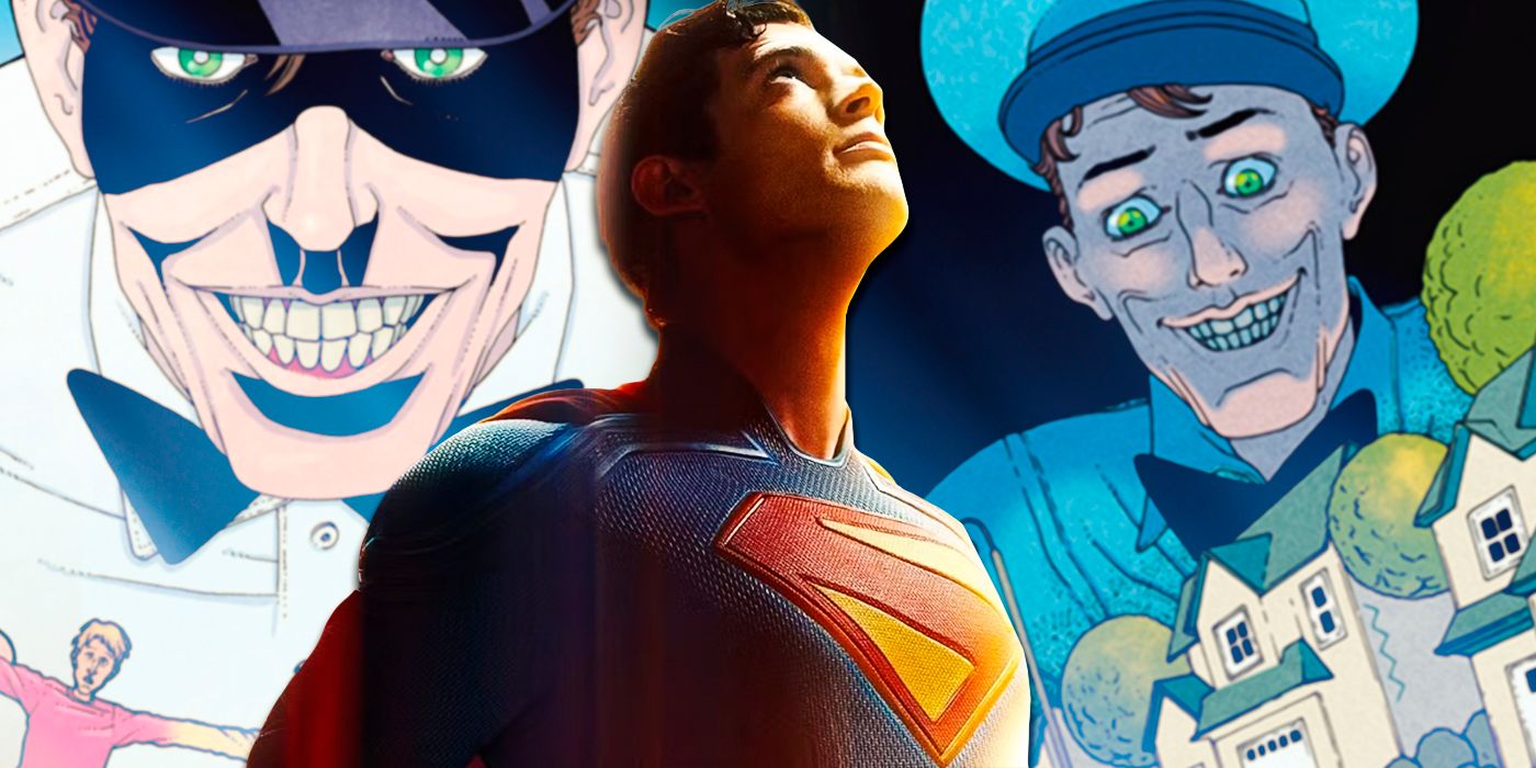 Superman with the Ice Cream Man on the background