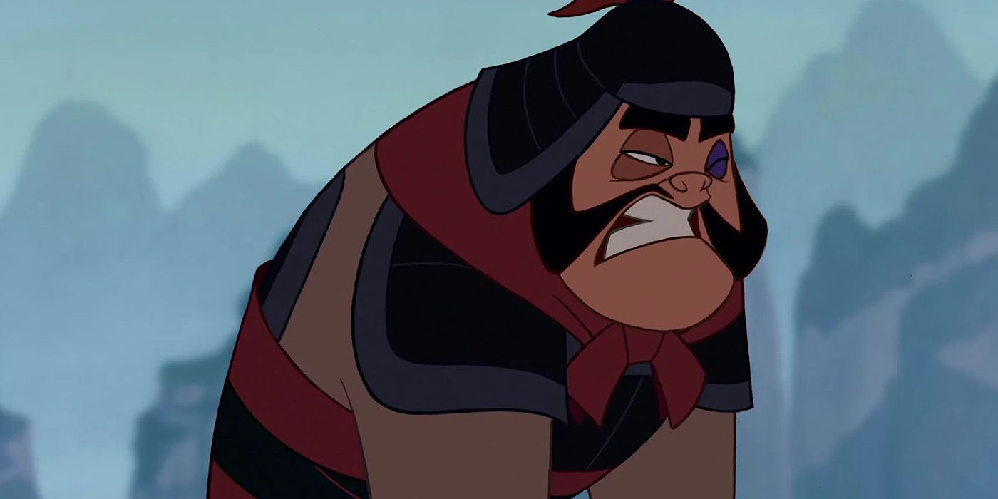 Yao is walking with a grumpy face. His shoulders are slouched.