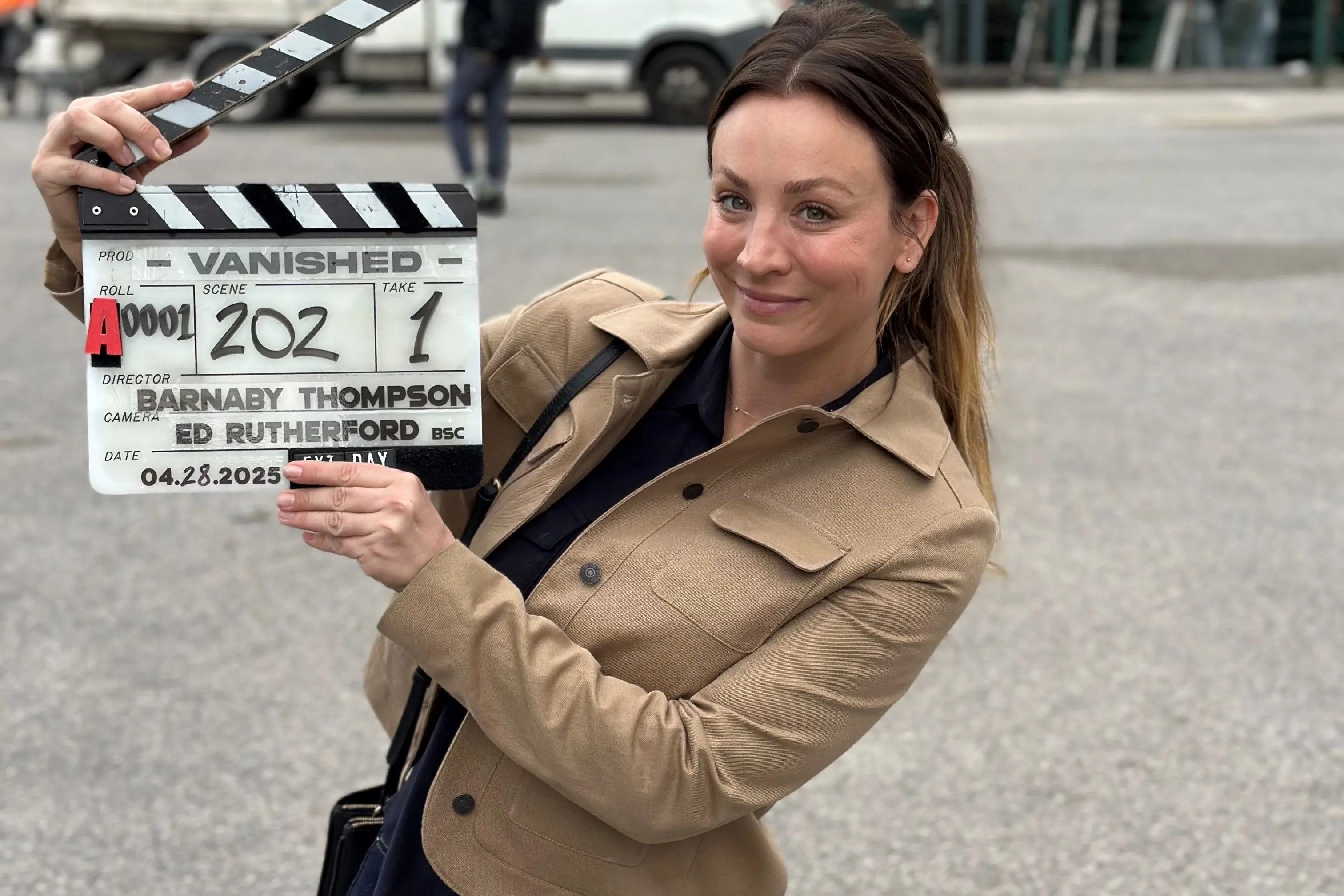 Kaley Cuoco on the set of Vanished