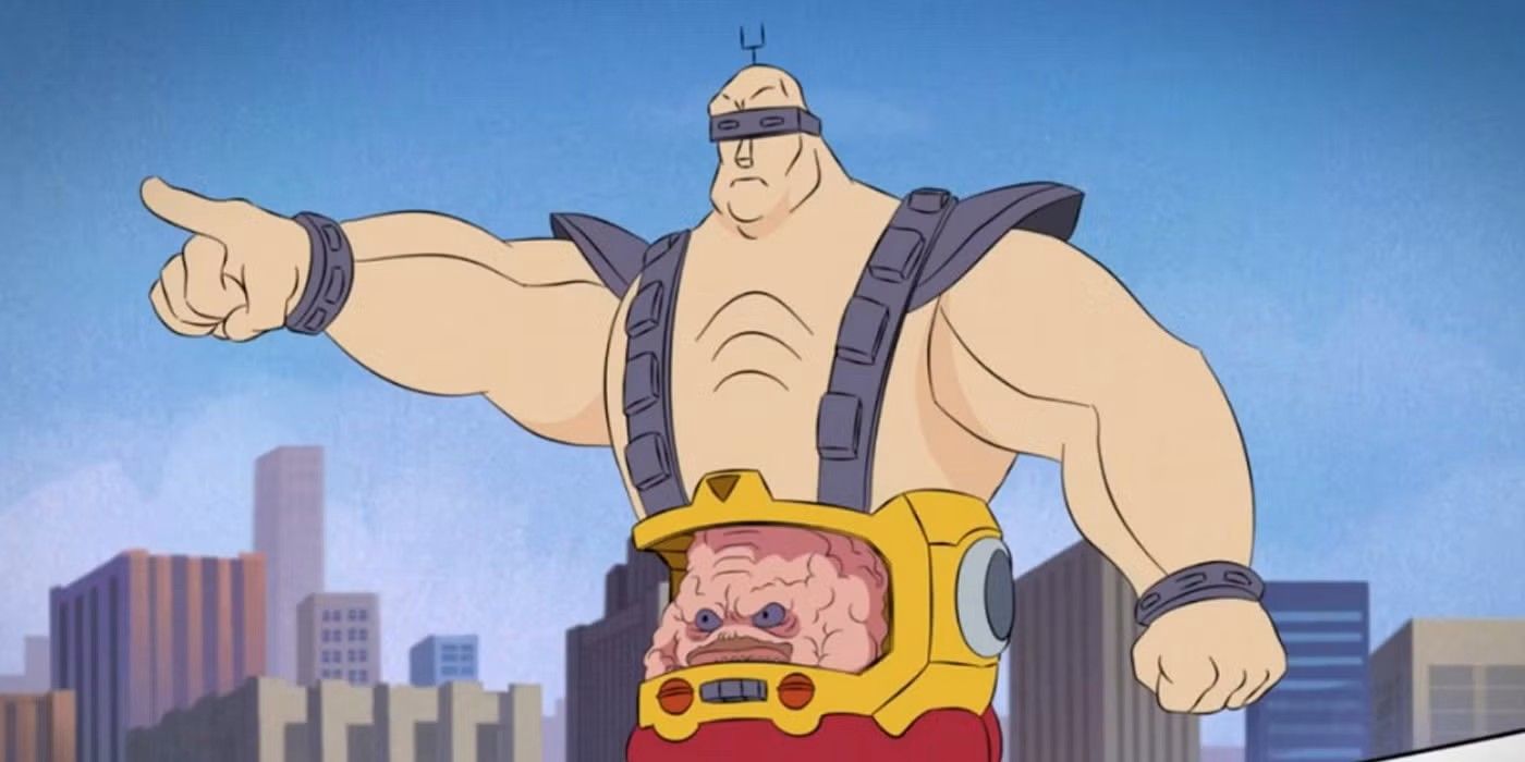 Krang points at something offscreen in the TMNT cartoon series