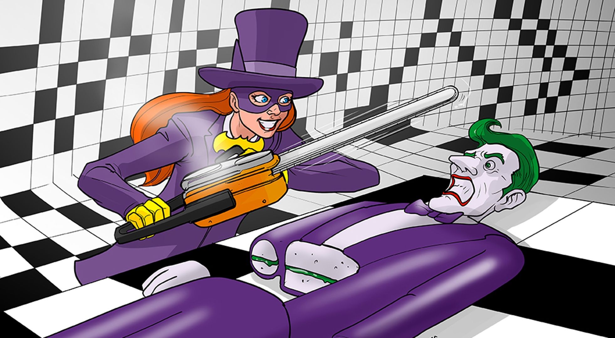 Joker is cut by Batgirl
