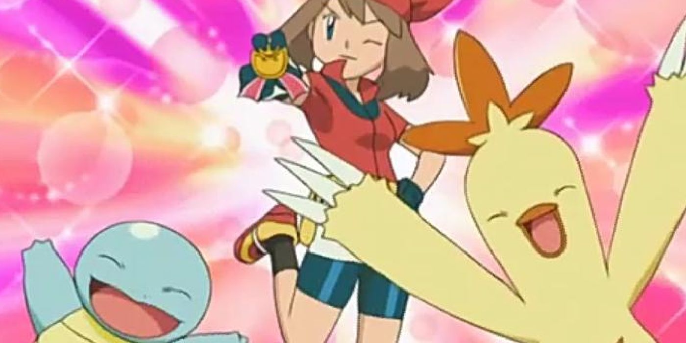 May, Squirtle y Combusken - anime Pokémon