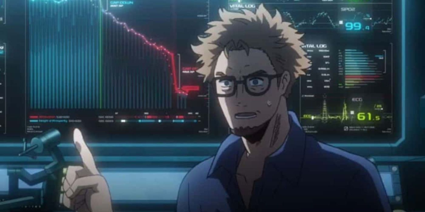 David Shields points with his finger in My Hero Academia.