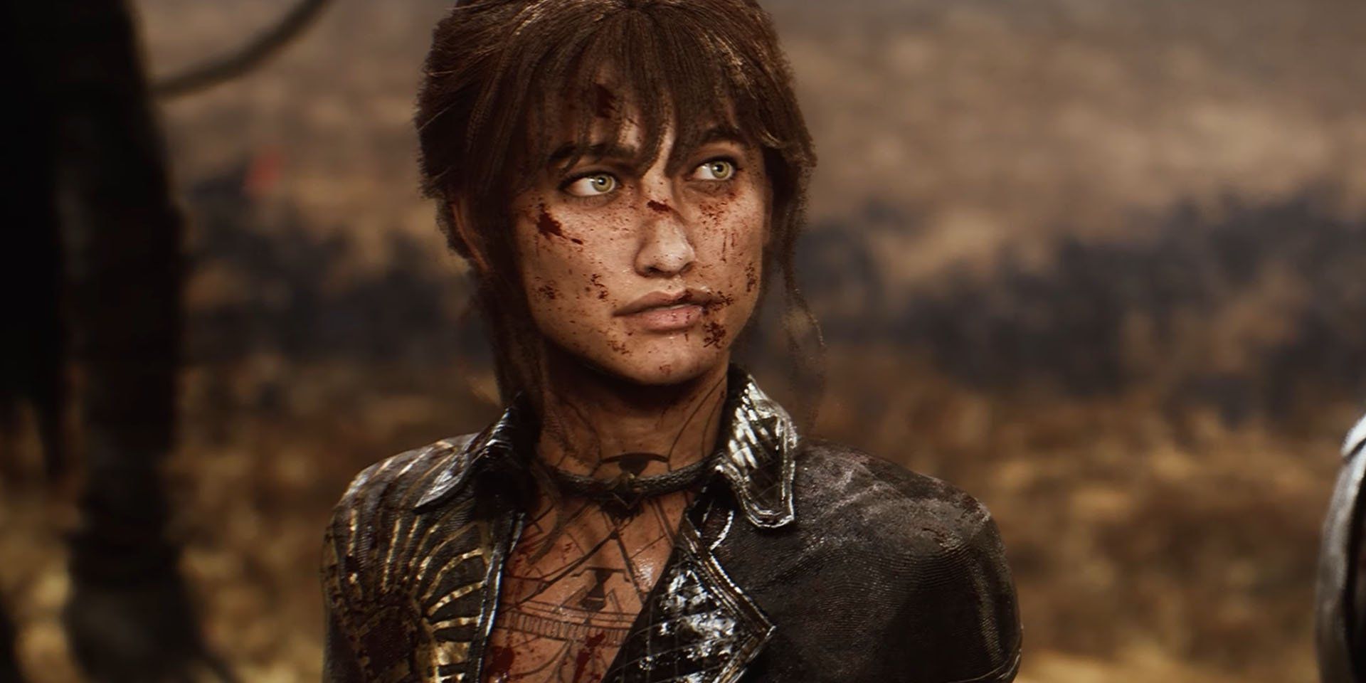 Un primer plano de Sciel cubierta de tierra y cicatrices en Clair Obscur Expedition 33