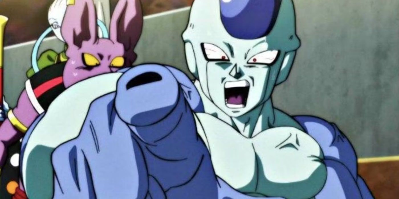 Frost apunta enojado hacia adelante en Dragon Ball