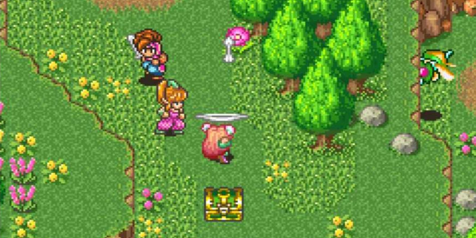 Imagem de uma batalha em Secret of Mana contra marimbondos