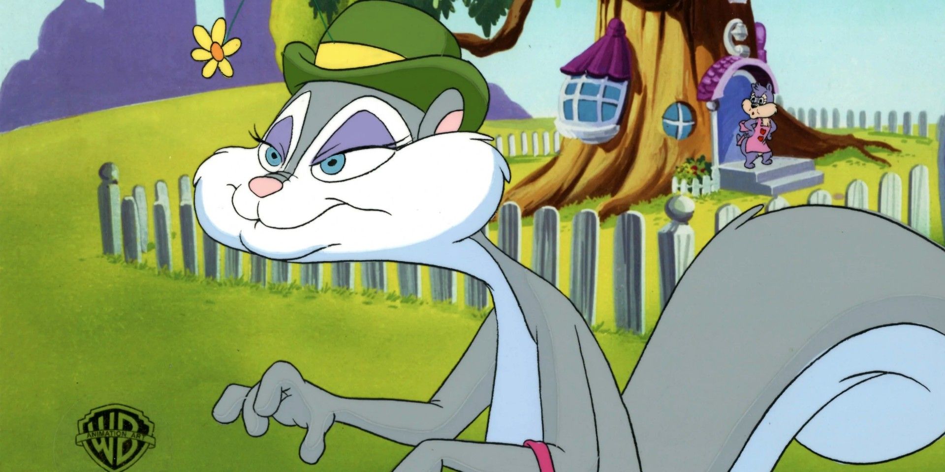 Slappy Squirrel walking with a purse in Animaniacs