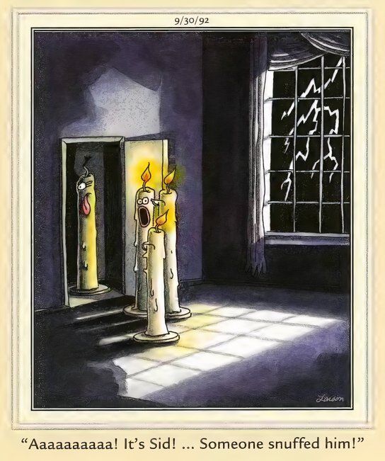 El cómic de The Far Side sobre una vela que fue apagada