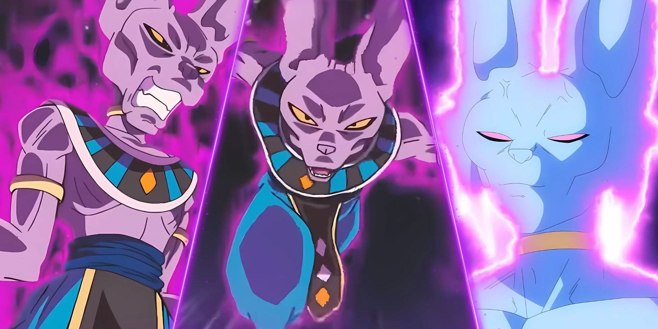 A divided image of Beerus by Dragon Ball Super