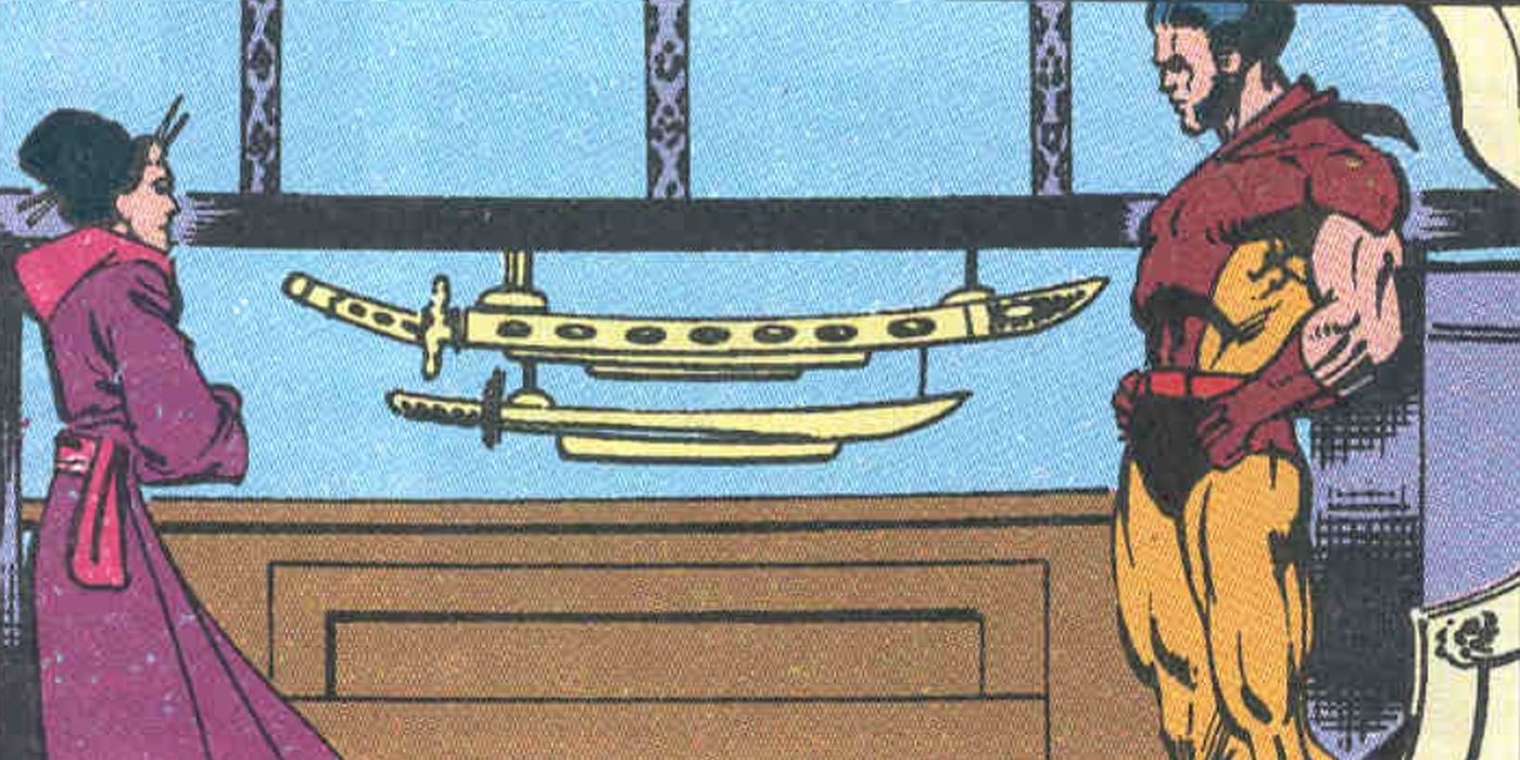 Wolverine and Mariko are stood by the Honor Sword of Yashida