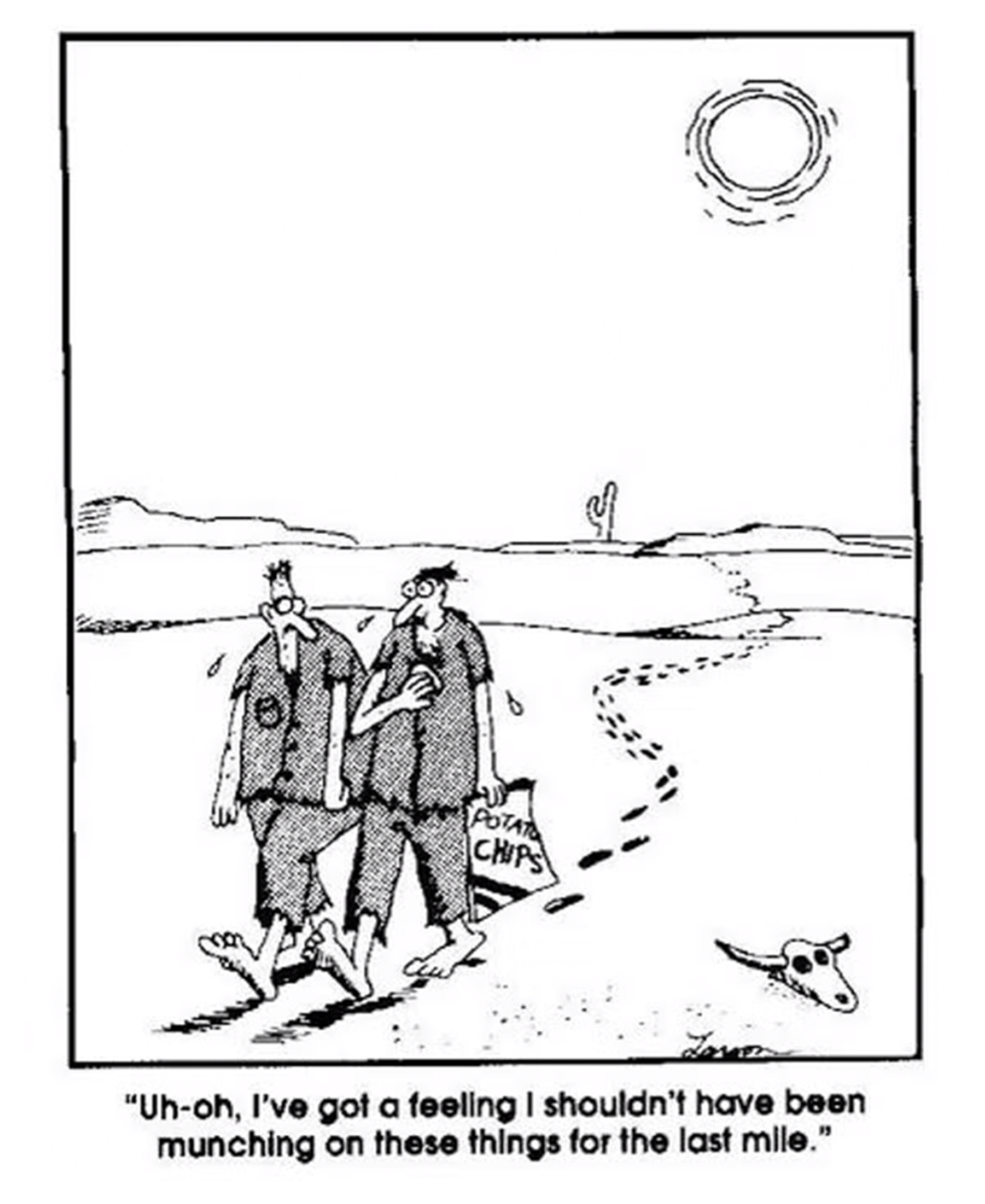 Las papas fritas son demasiado deshidratantes para el desierto en The Far Side