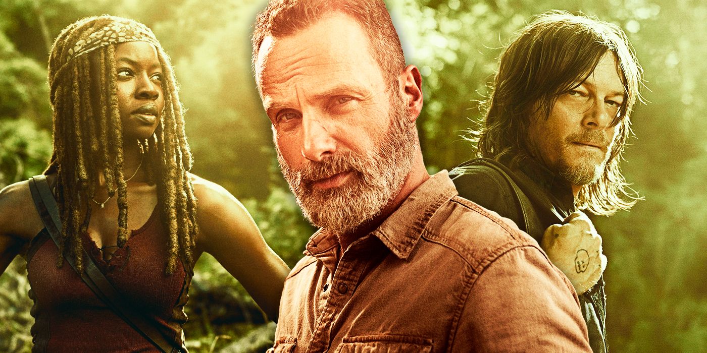 Michonne and Daryl with Rick in the center from The Walking Dead