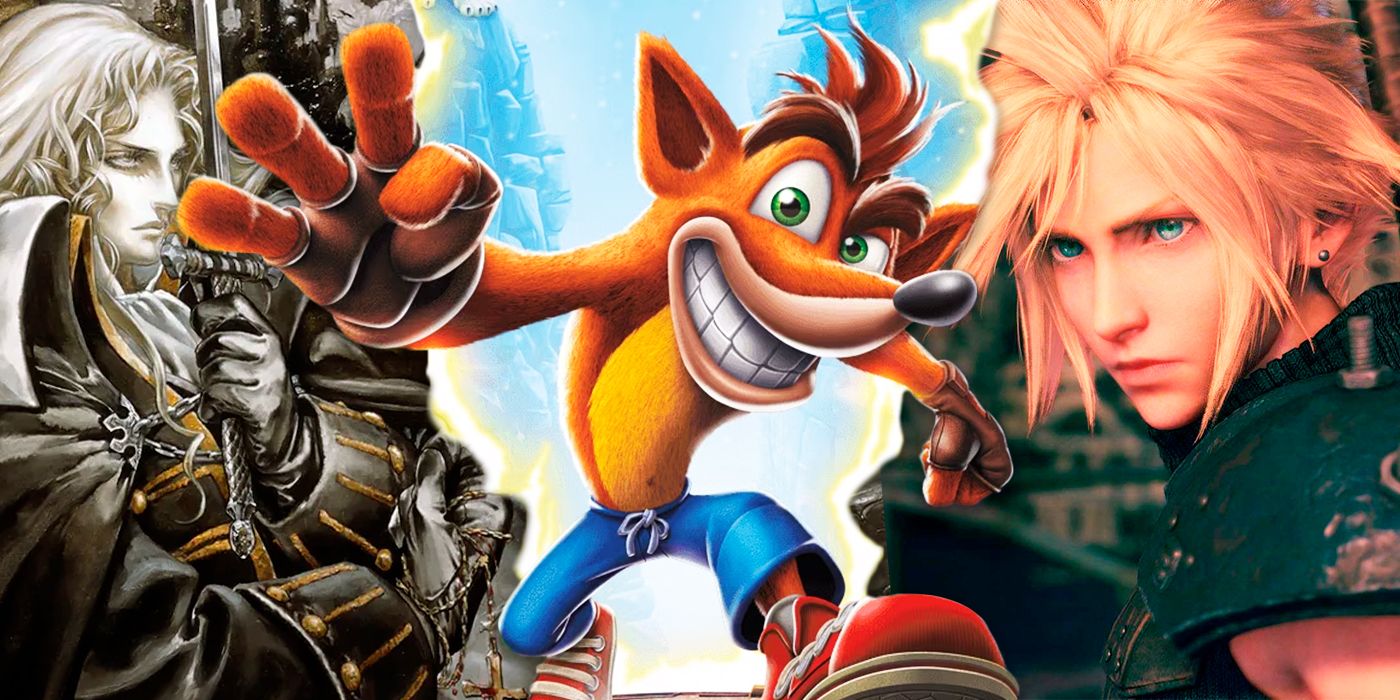 Crash Bandicoot, Cloud from FFVII, and Alucard from Symphony of the Night
