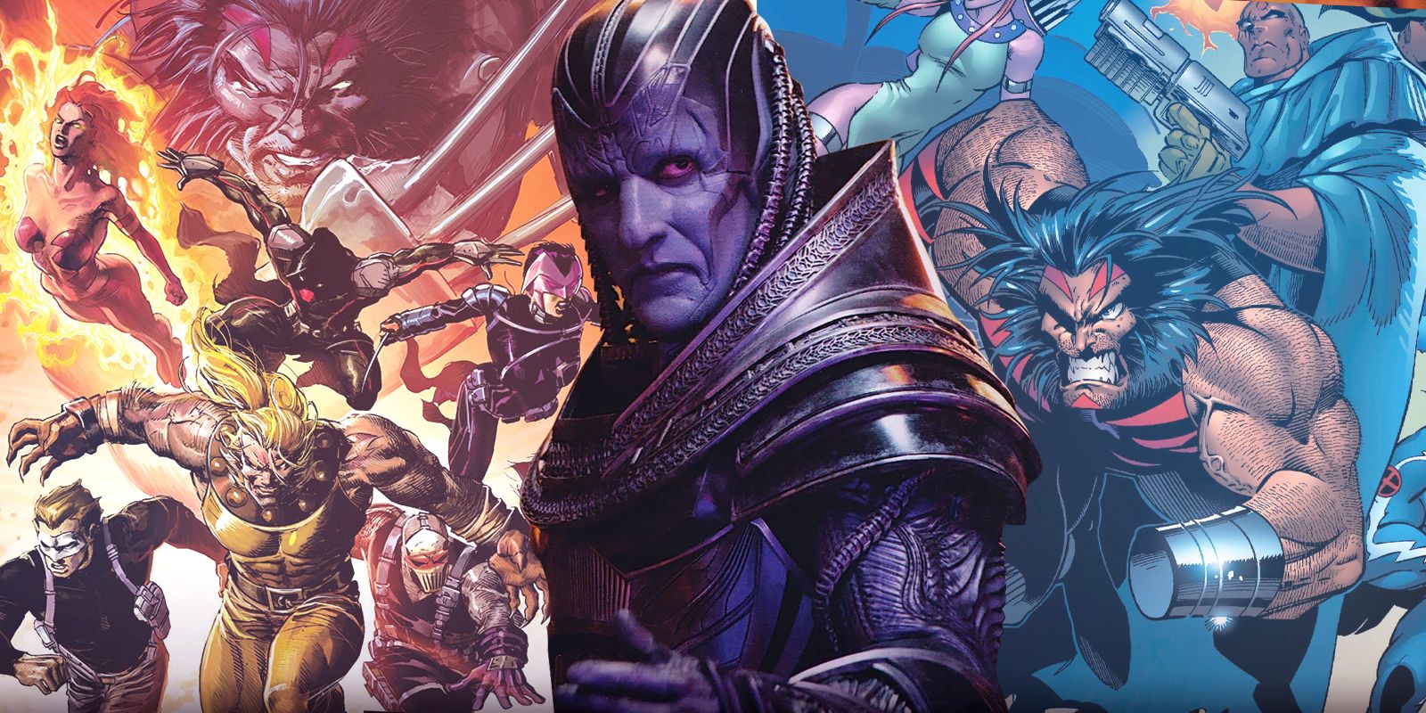 中央にオスカー・アイザックの黙示録をフィーチャーした、X-MenのAge of Apocalypse Eventのコミック画像を備えた、10件のインパクトのある変化時代の黙示録からX-メンから