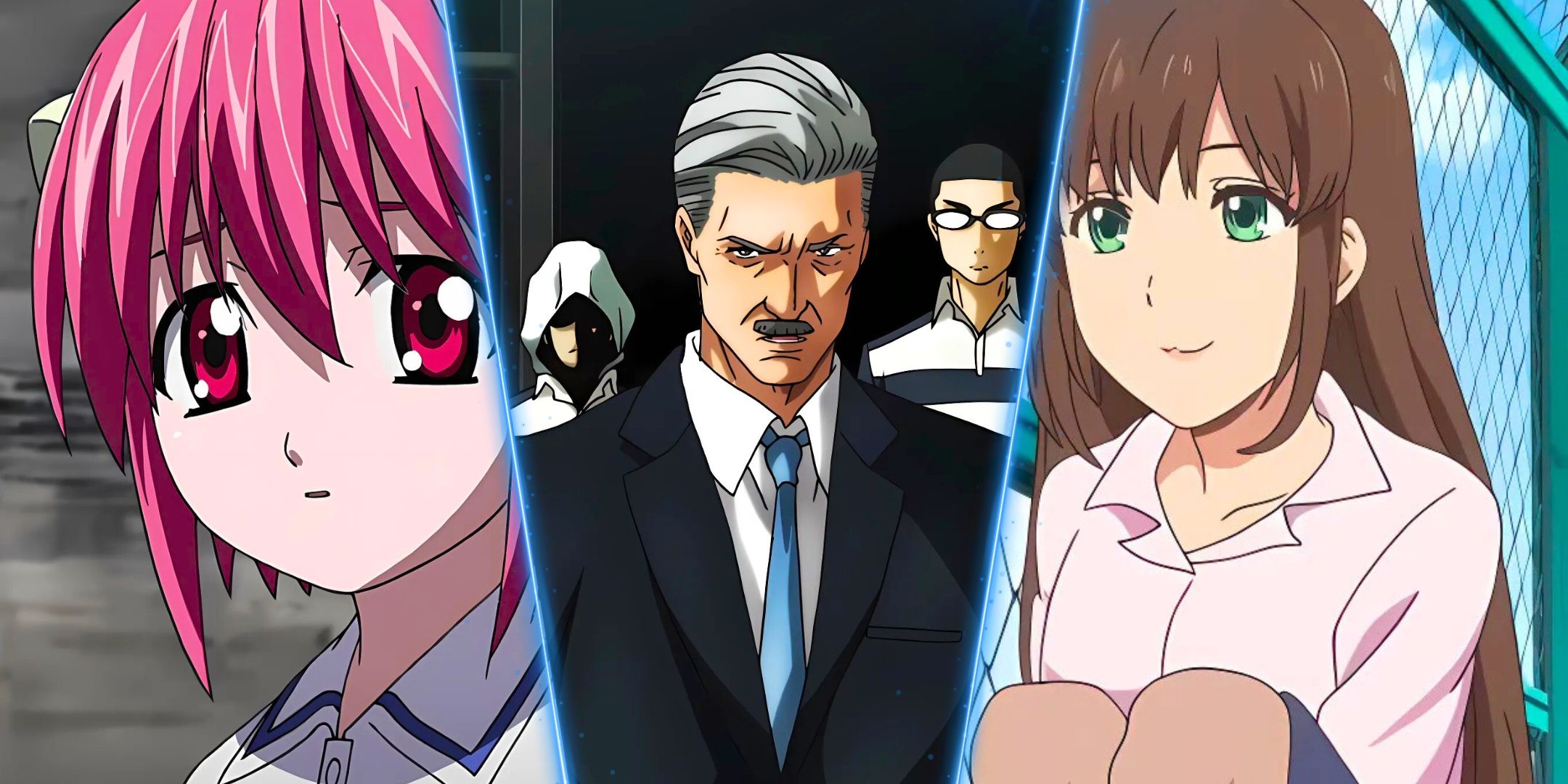 An image divided of Elfen has lied, prison school and domestic girlfriend