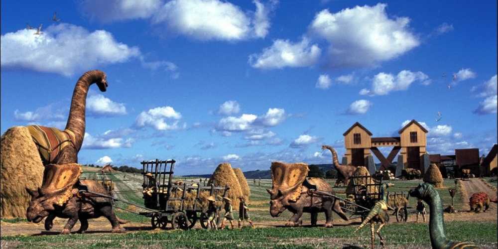 Dinotopia promotional image featuring‌ dinosaurs and​ people