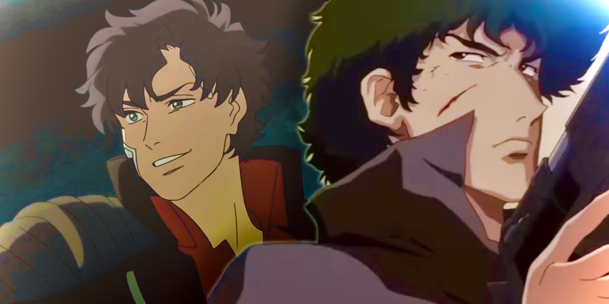 Spike looks with axel suspicion to Lazarus and Cowboy Bebop