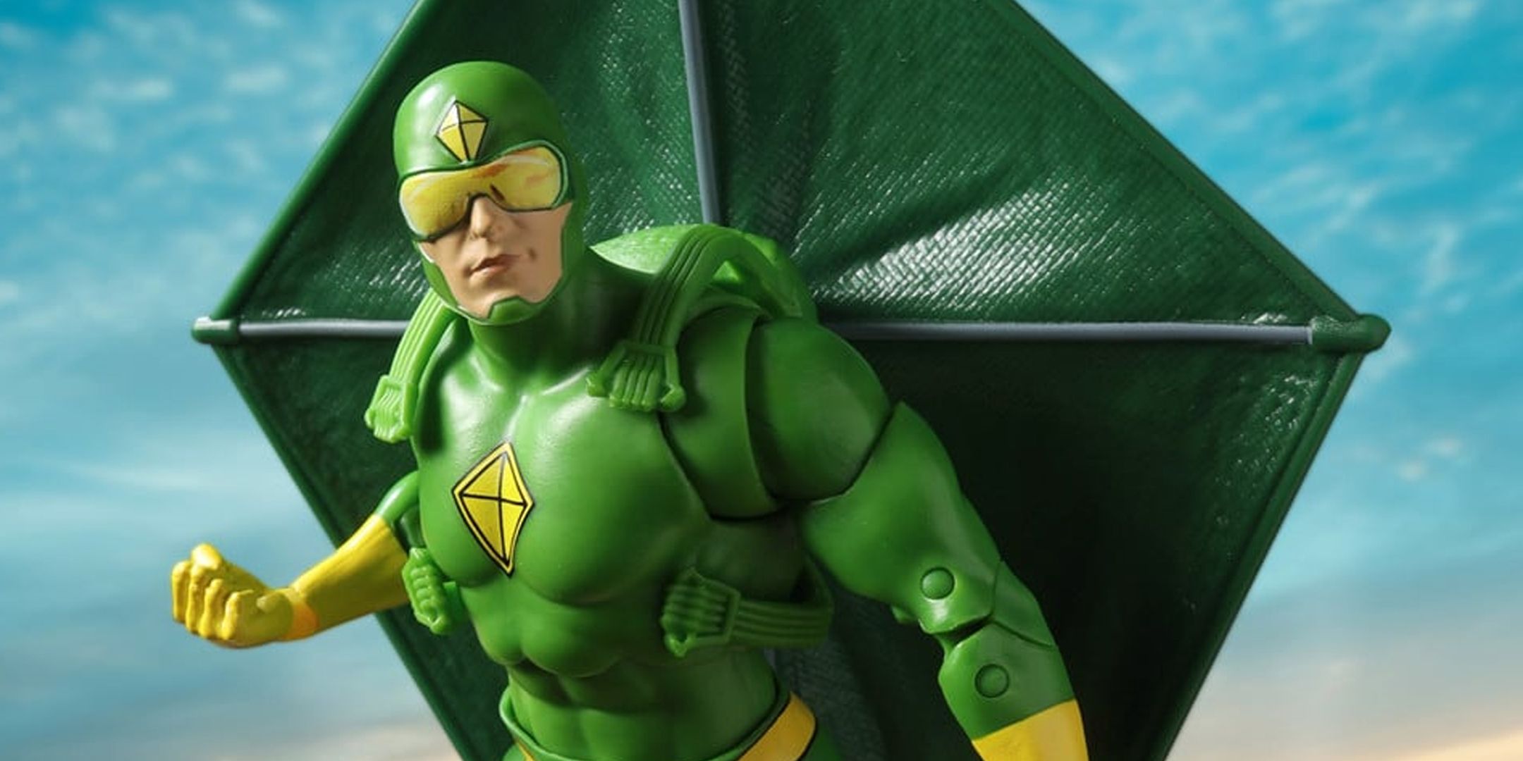 A posed Kite-Man figure from McFarlane Toys