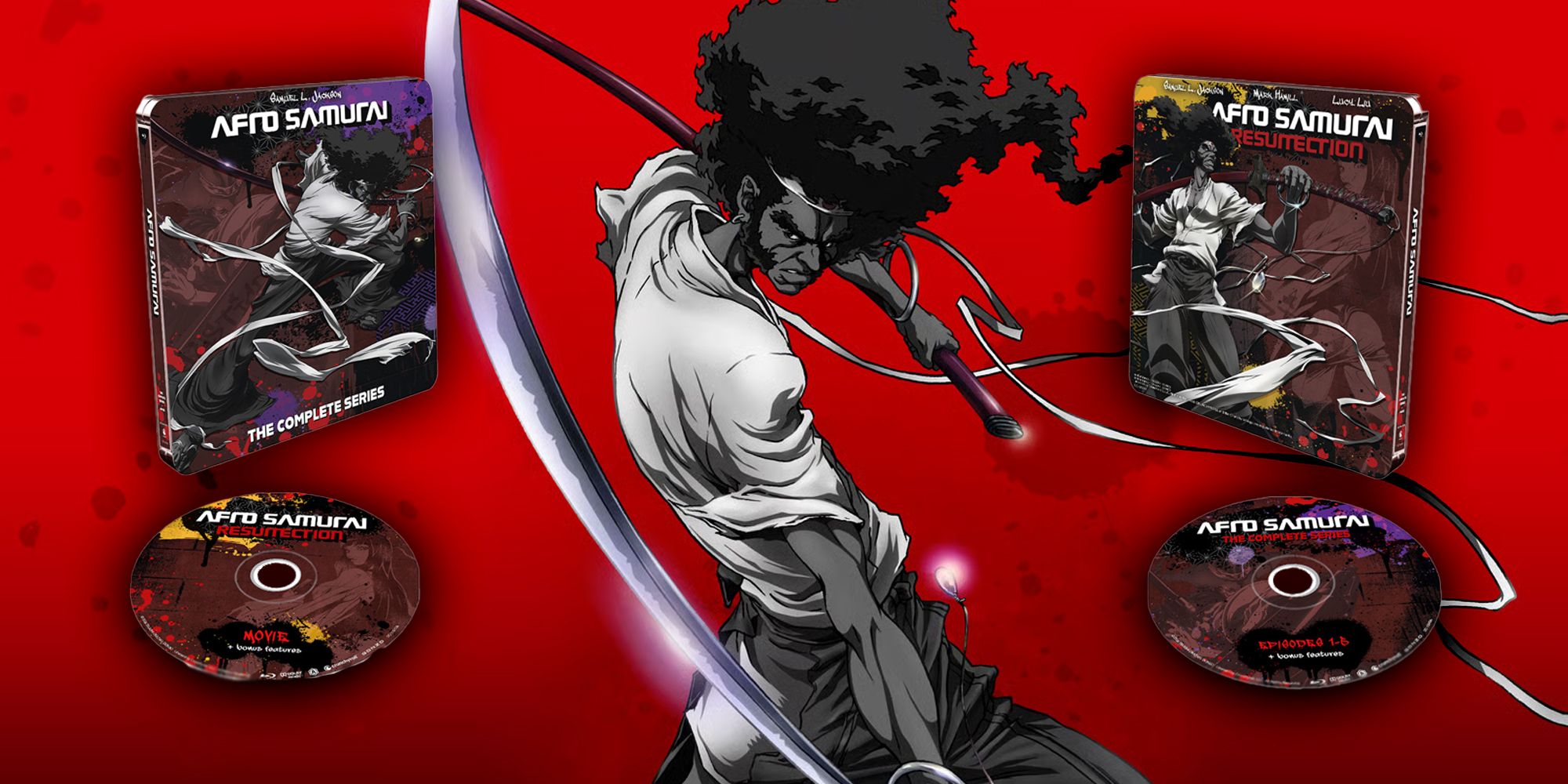 Afro Samurai Steelbook with the Complete Series and Resurrection Blu-rays