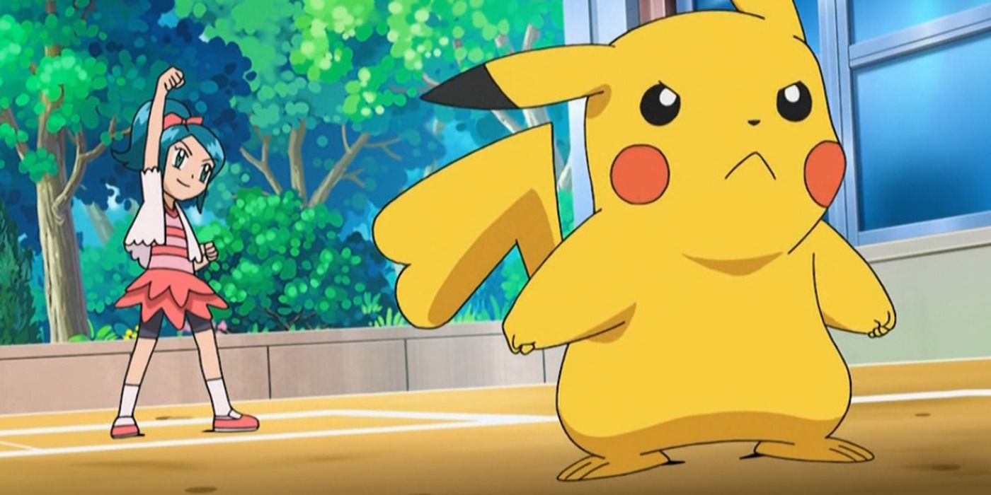 Ayumi and her Pikachu during battle.