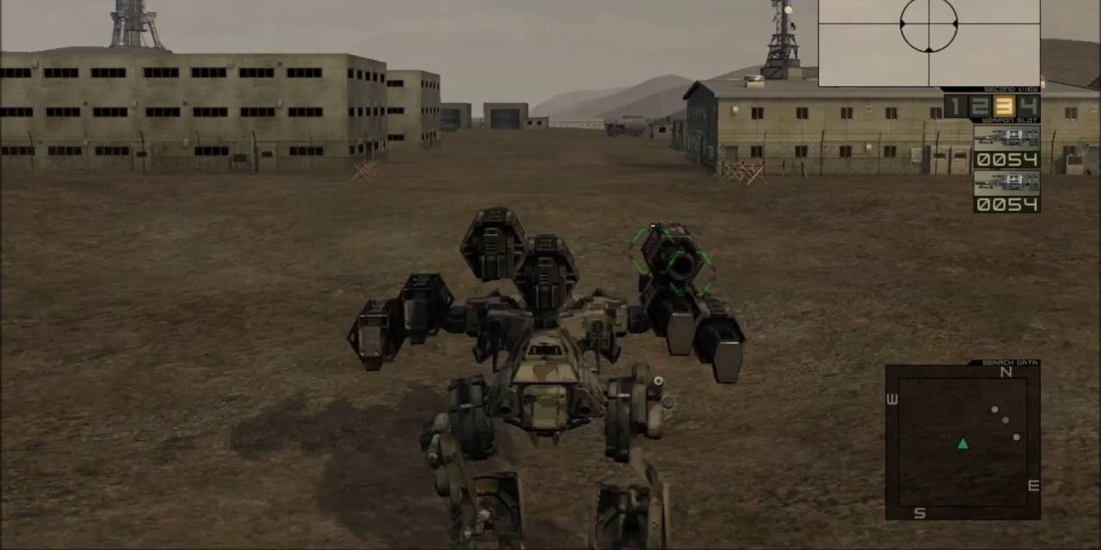 Chromehounds Gameplay with the player marching through a city