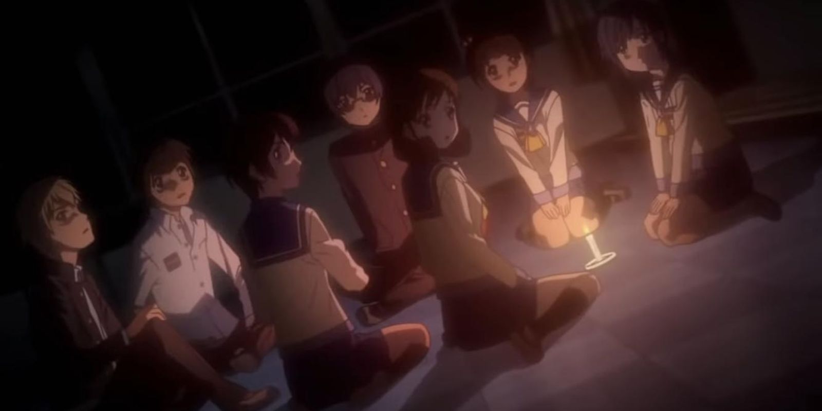 Corpse Party Tortured Souls Ritual with kids sitting around a candle