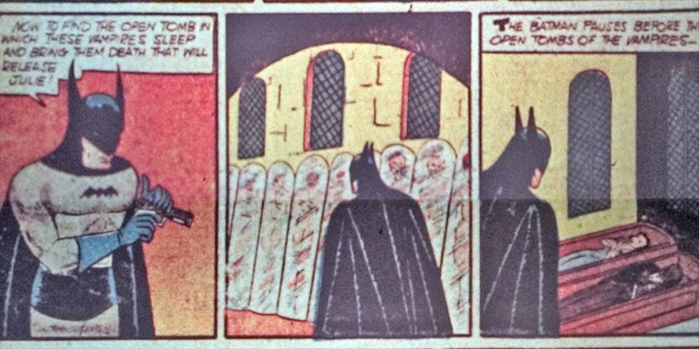 Batman prepares to kill two vampires