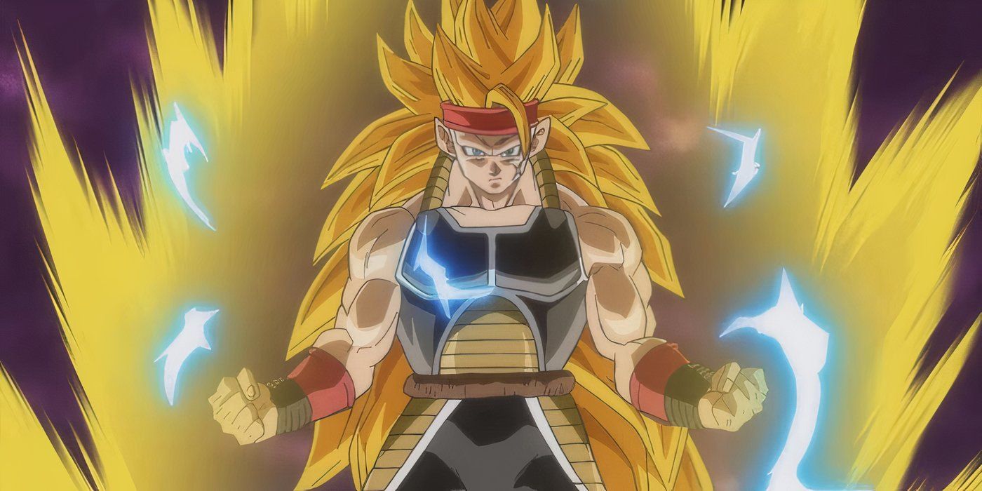 Super Saiyan 3 Bardock powers up in Super Dragon Ball Heroes.