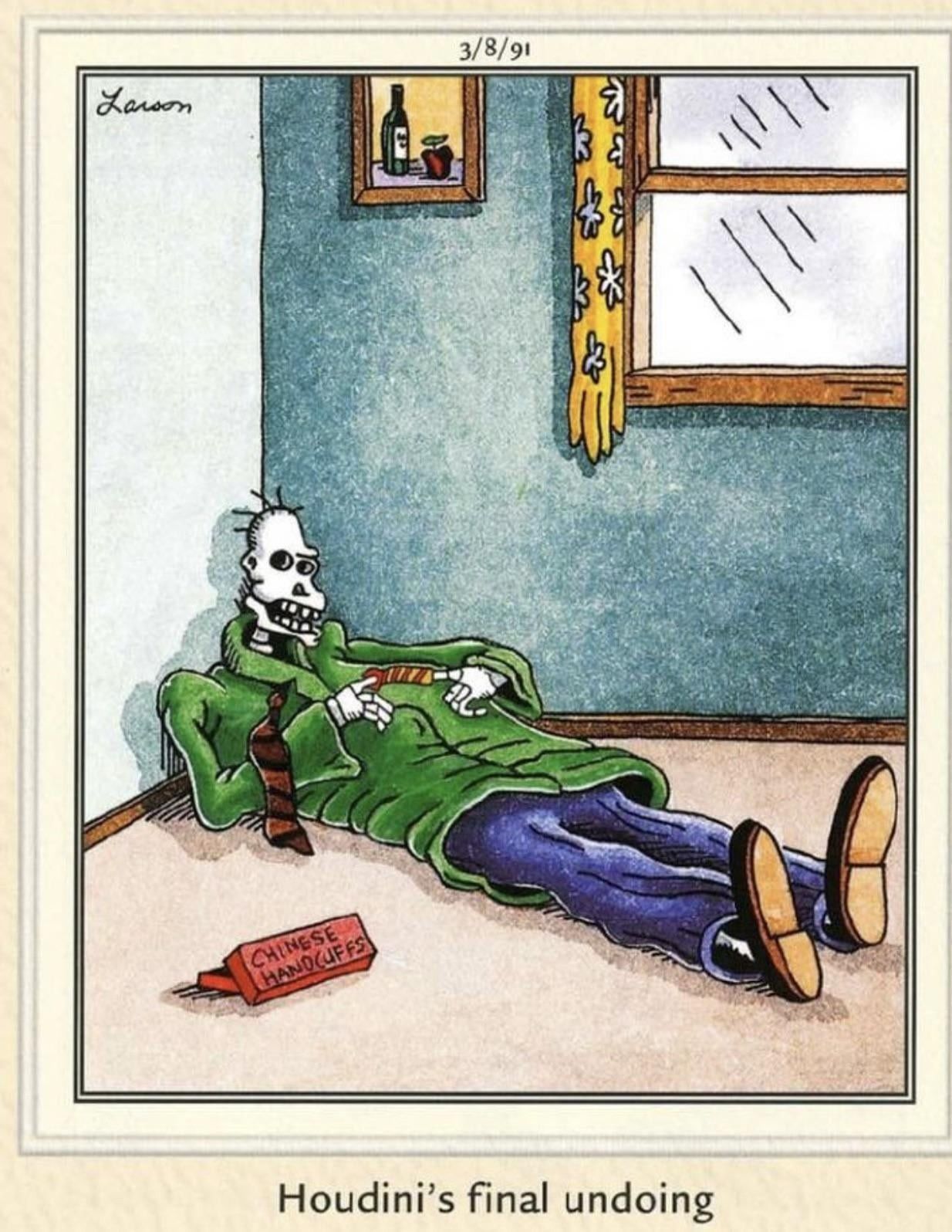 Far Side Witch and Magicians - Houdini's Failure