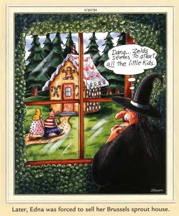 Far Side Witch and Magicians - Kids Want Candy, Not Brussel Sprouts-1
